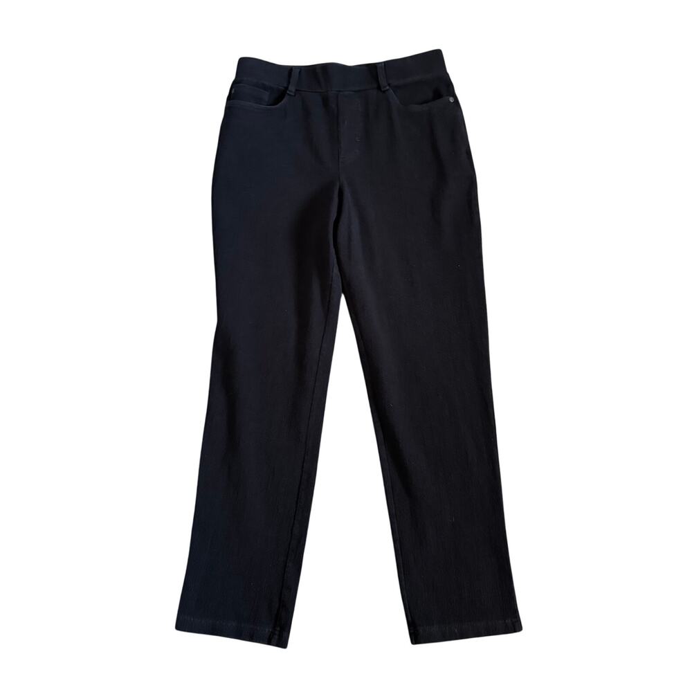L.L. Bean Pants Womens S Reg-Pull On Straight Leg Black Stretch Cotton 505484